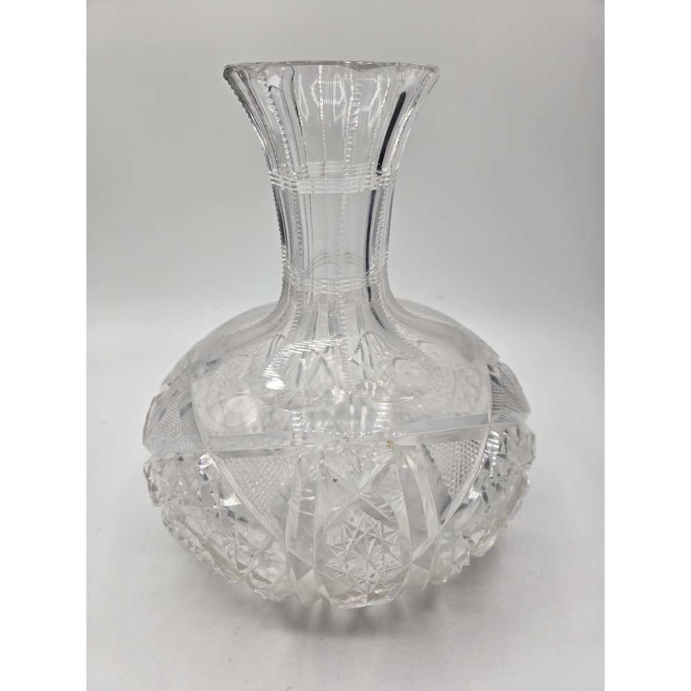 Antique American Brilliant Period ABP Cut Glass Wine Decanter Bottle Carafe Vase